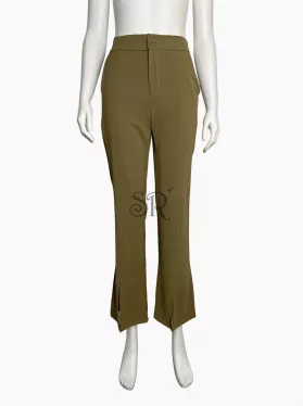 Women High Waisted Front Split Flare Casual Cropped Pants For Office Lady