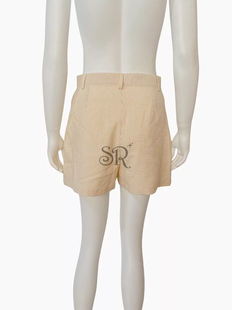 Tailored Shorts In White and Pale Yellow Stripe