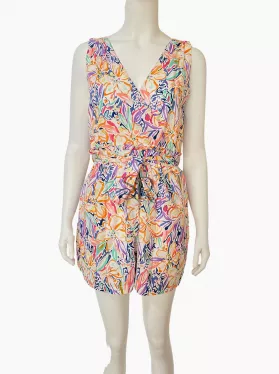 Printed Criss Cross Cotton Romper