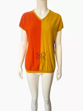 New SR Clothing Two Tone Short Sleeve Sweater