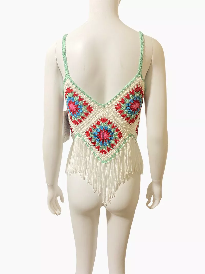 Women Tassel Fringe Ethnic  Crochet Cami Tops for Wholesale