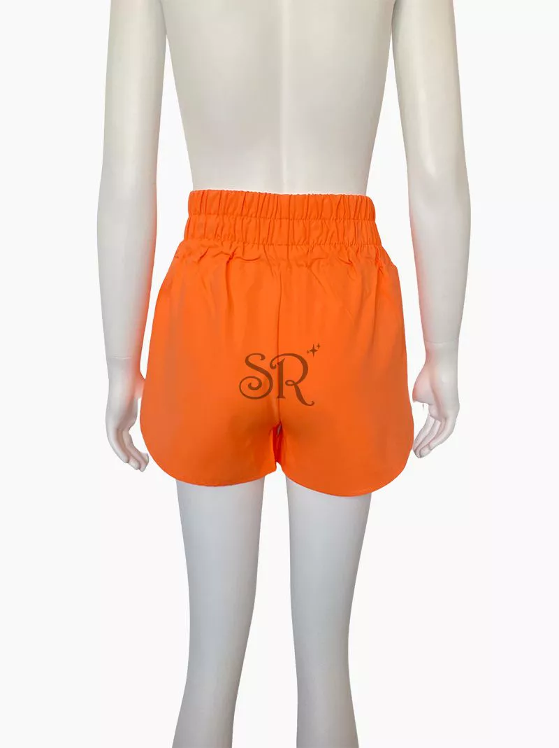 Solid Elastic Waist Track Shorts