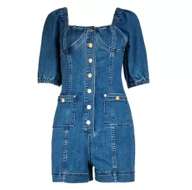 Casual Skinny Denim Square Neckline Waist-Up Shorts Jumpsuits