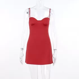 Summer Ladies Daily Casual Red Sexy Slim Slip Dress